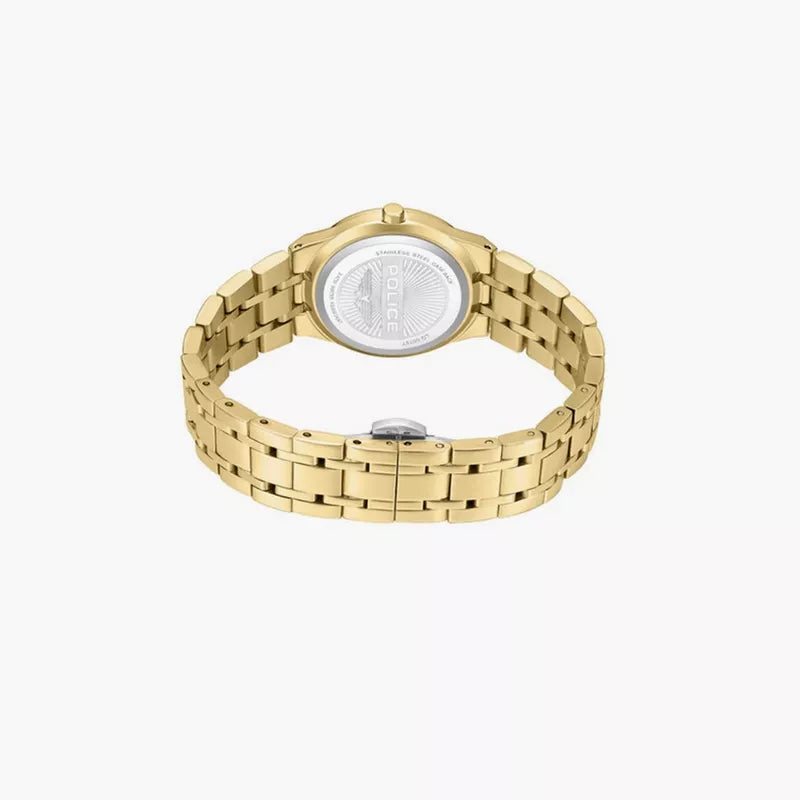 Police Allure Ladies Round Gold Dial with Crystal Accents Gold Analog Watch