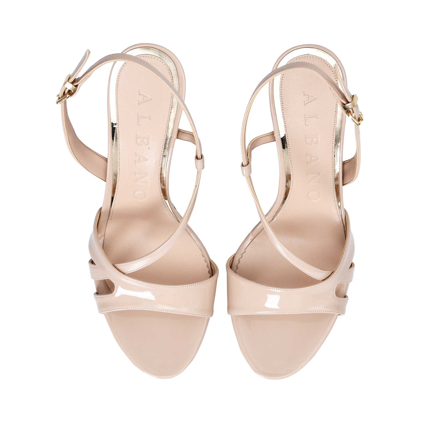 Albano Women's Nude Patent Leather Strappy Sandal
