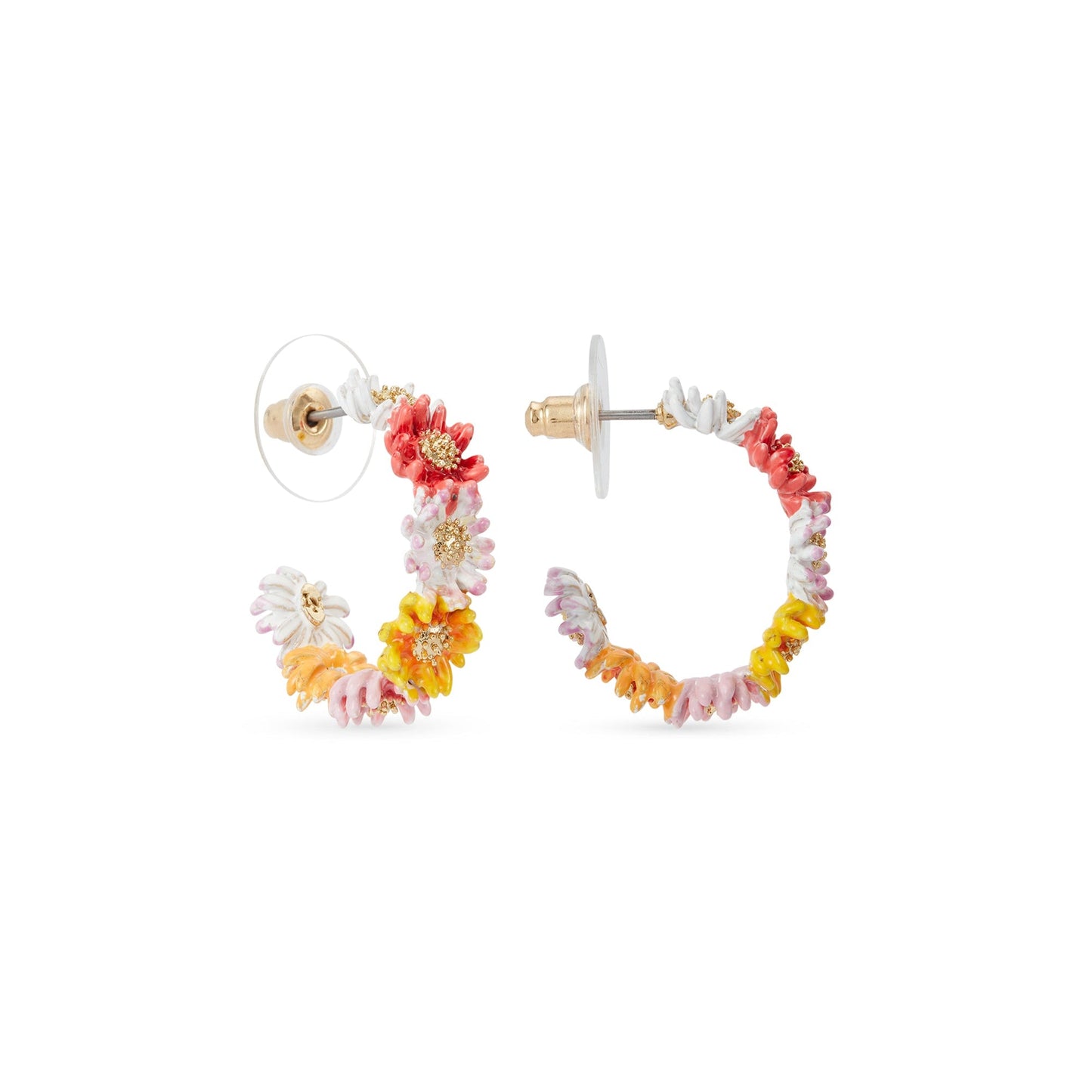 Les Nereides Daisy And Zinnia Crown Hoop Earrings