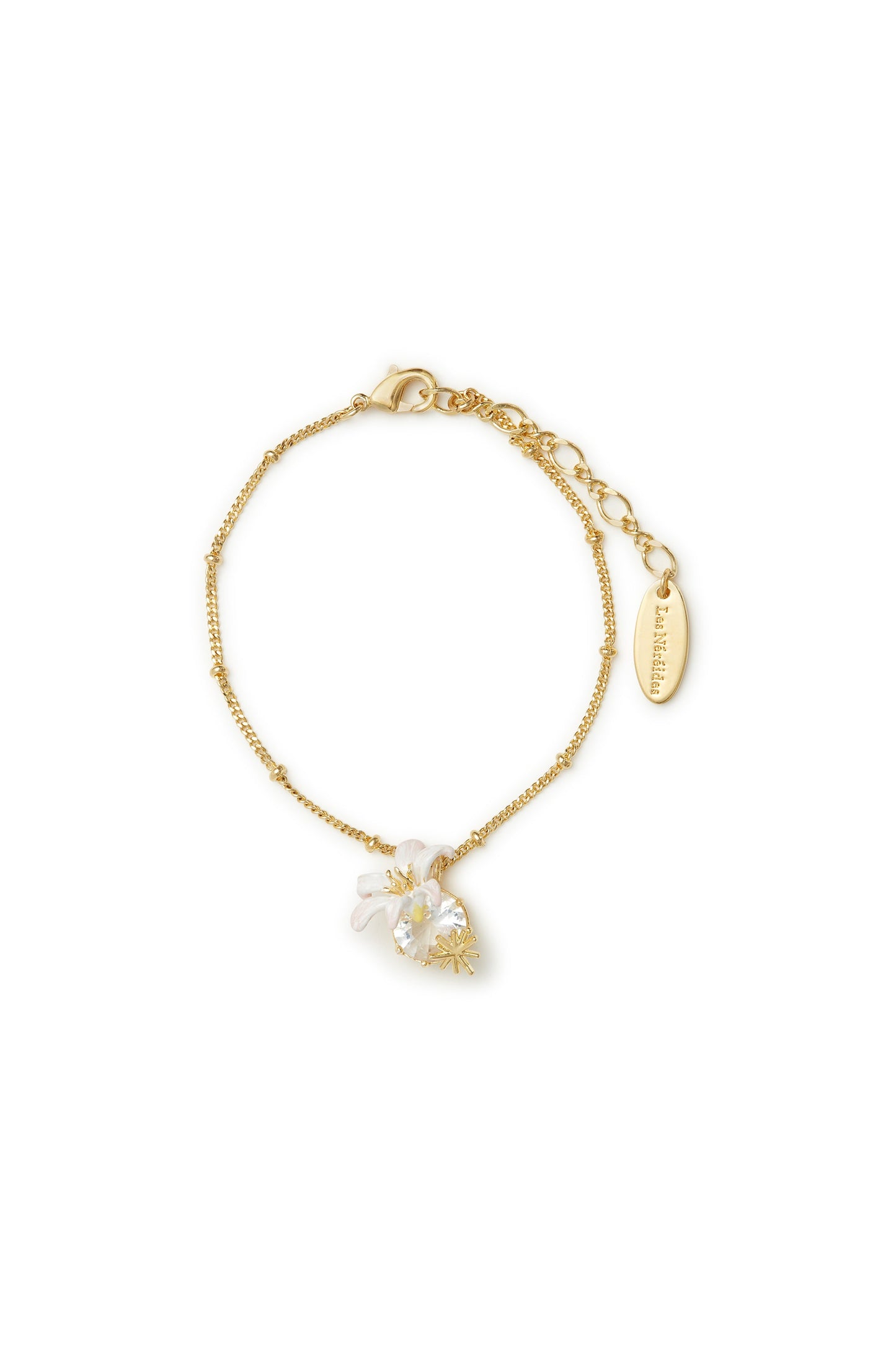 Les Nereides Lily Flower And Faceted Stone Bracelet