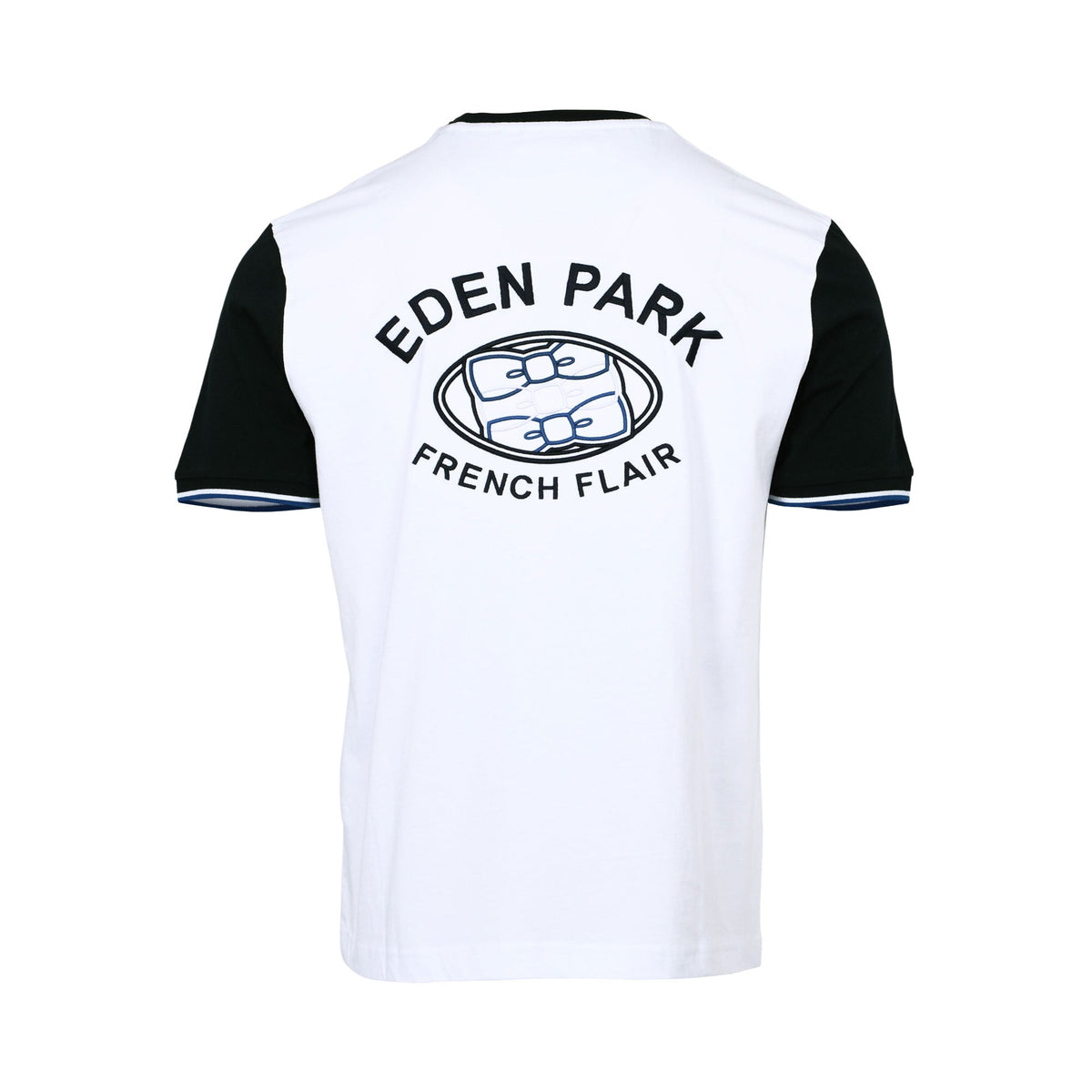 Eden Park Men's White & Black Color Block T-Shirt with Blue Details