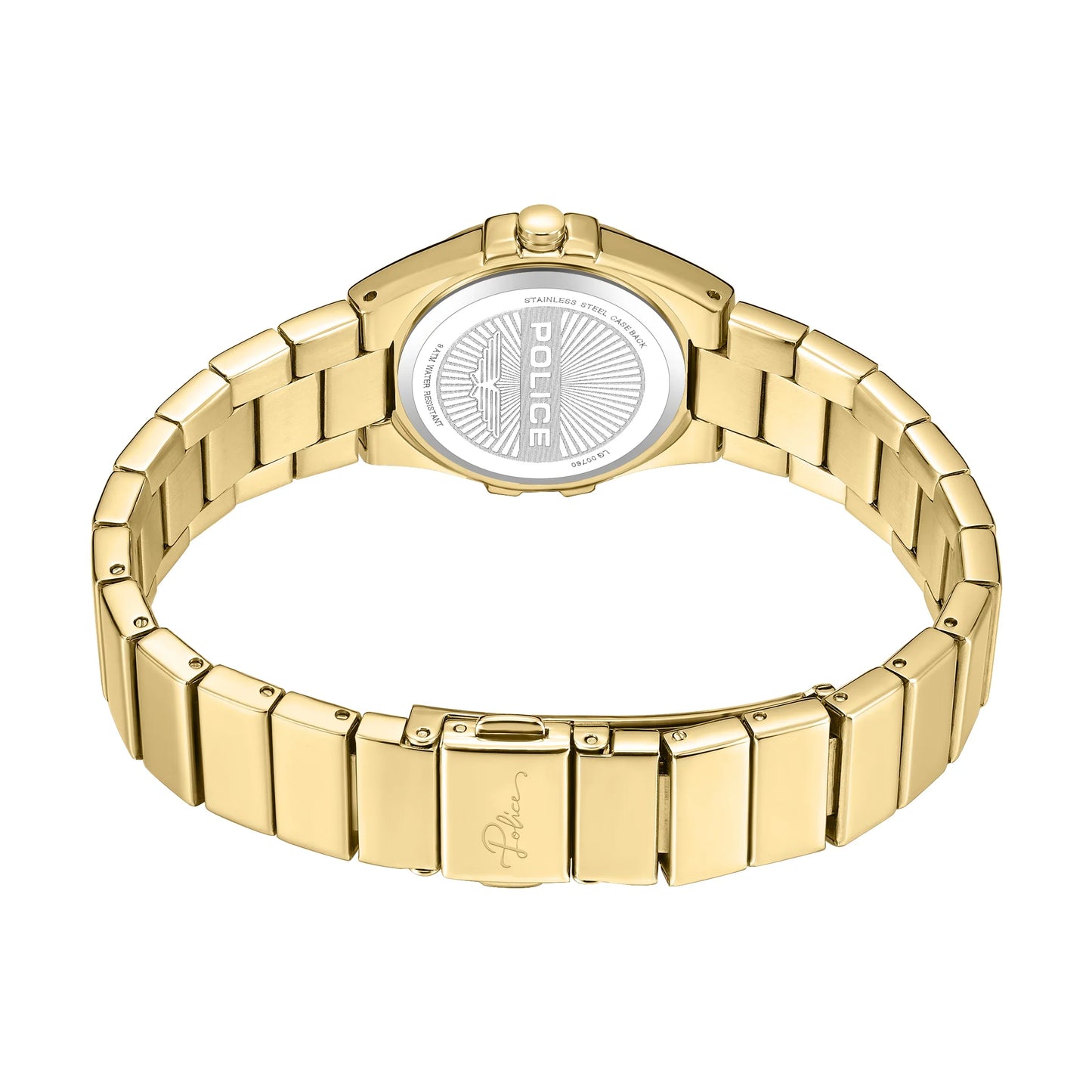 Police Cosmos Ladies Gold Analog Watch with White Mother-of-Pearl Dial & Crystal Accents