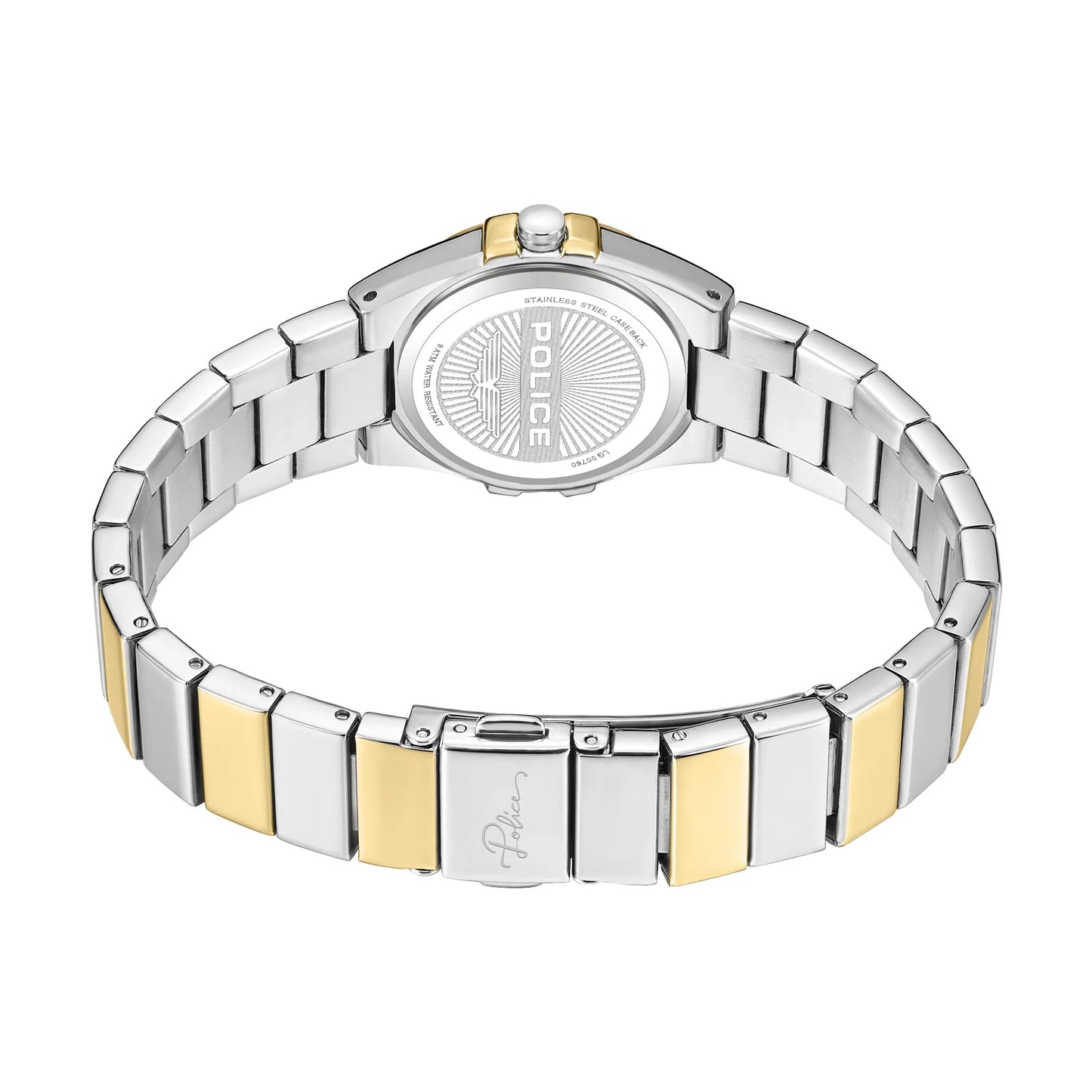 Police Cosmos Ladies Green Dial TwoTone Metal Strap Watch