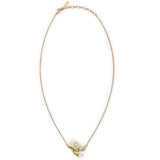 Les Nereides Fine Necklace With White And Green Daisy, Mother Of Pearl Bead And Carabiner