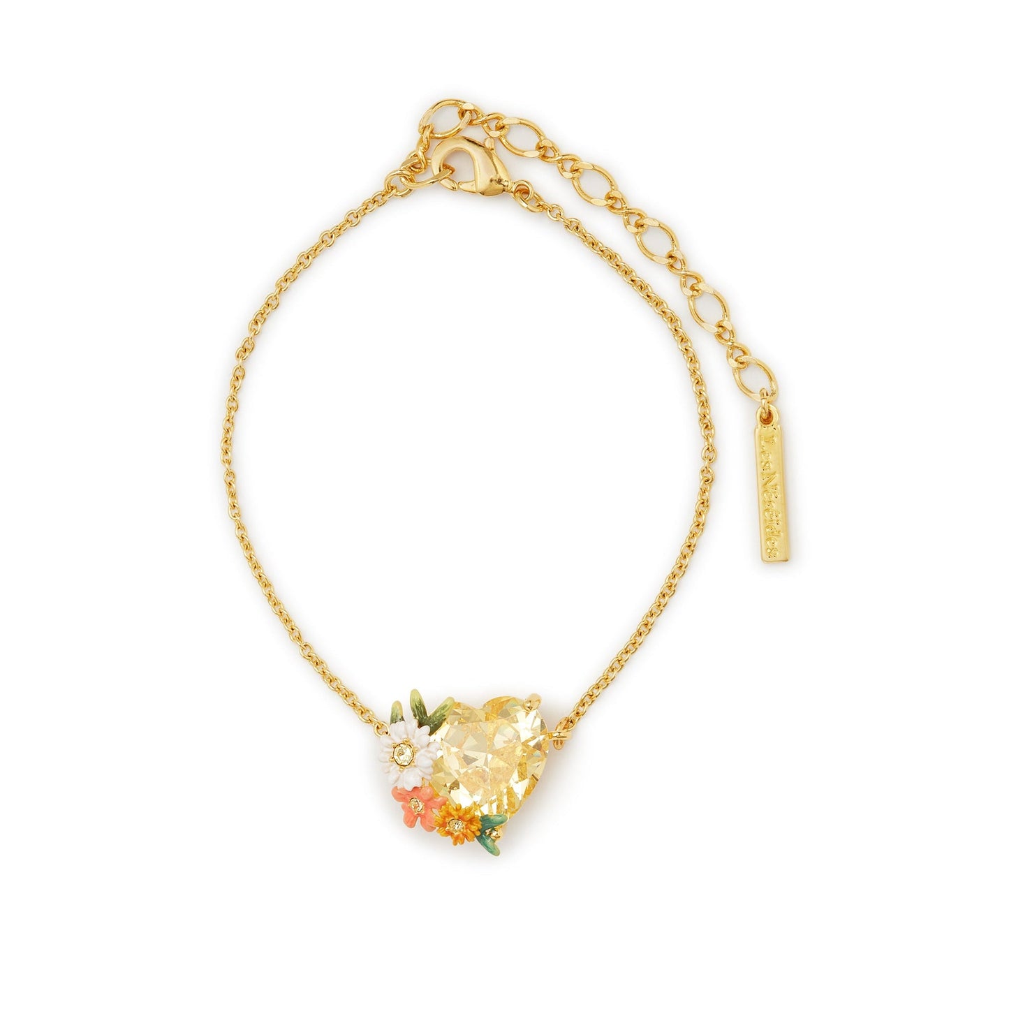Les Nereides Fine Yellow Heart Bracelet With Zinnias And Daisies