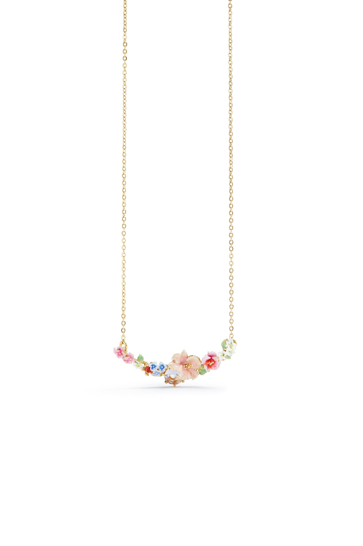Les Nereides Flower Bouquet And Round Stone Statement Necklace