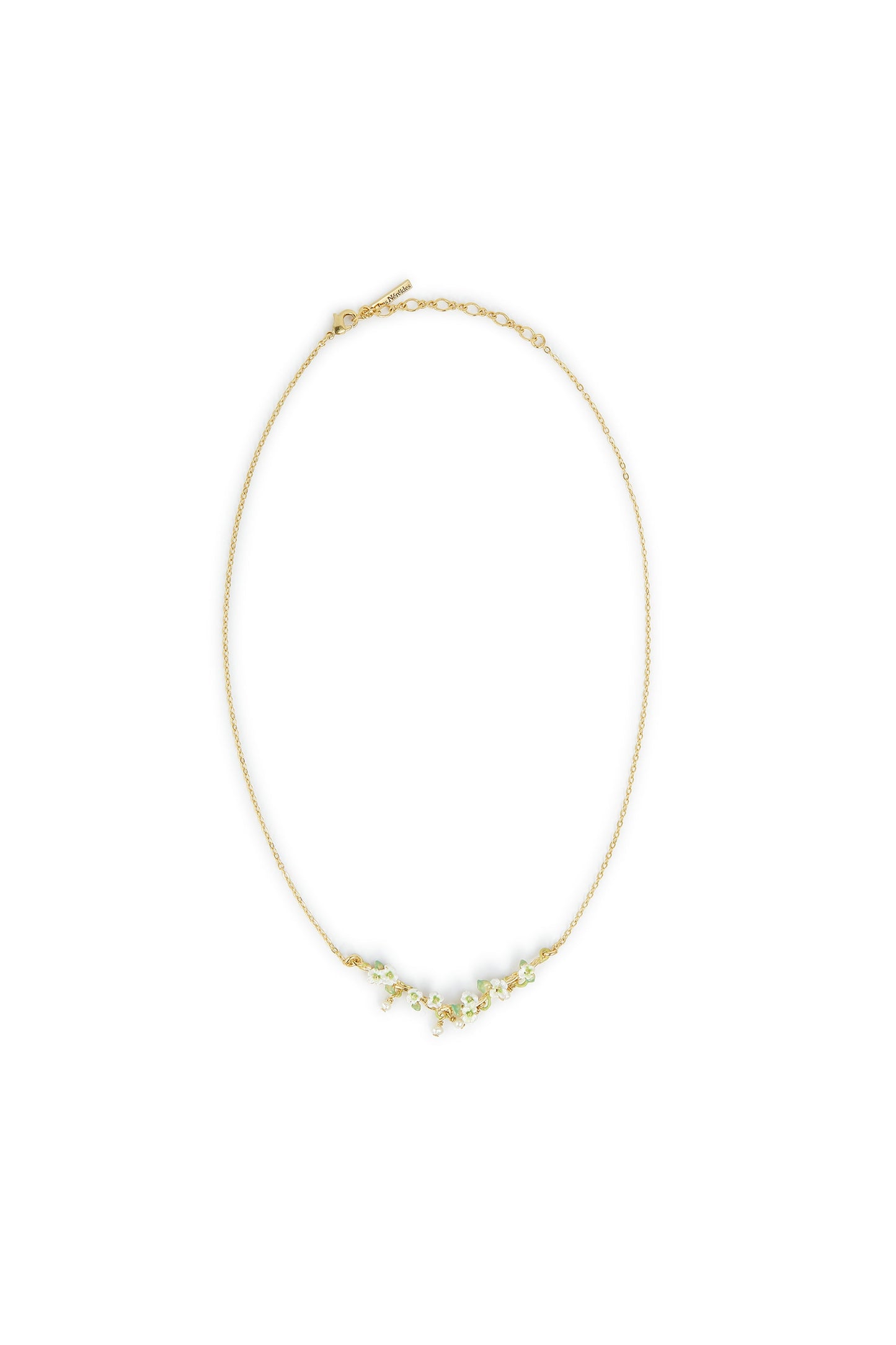Les Nereides White Hollyhocks And Mother Of Pearl Beads Gold-Plated Statement Necklace