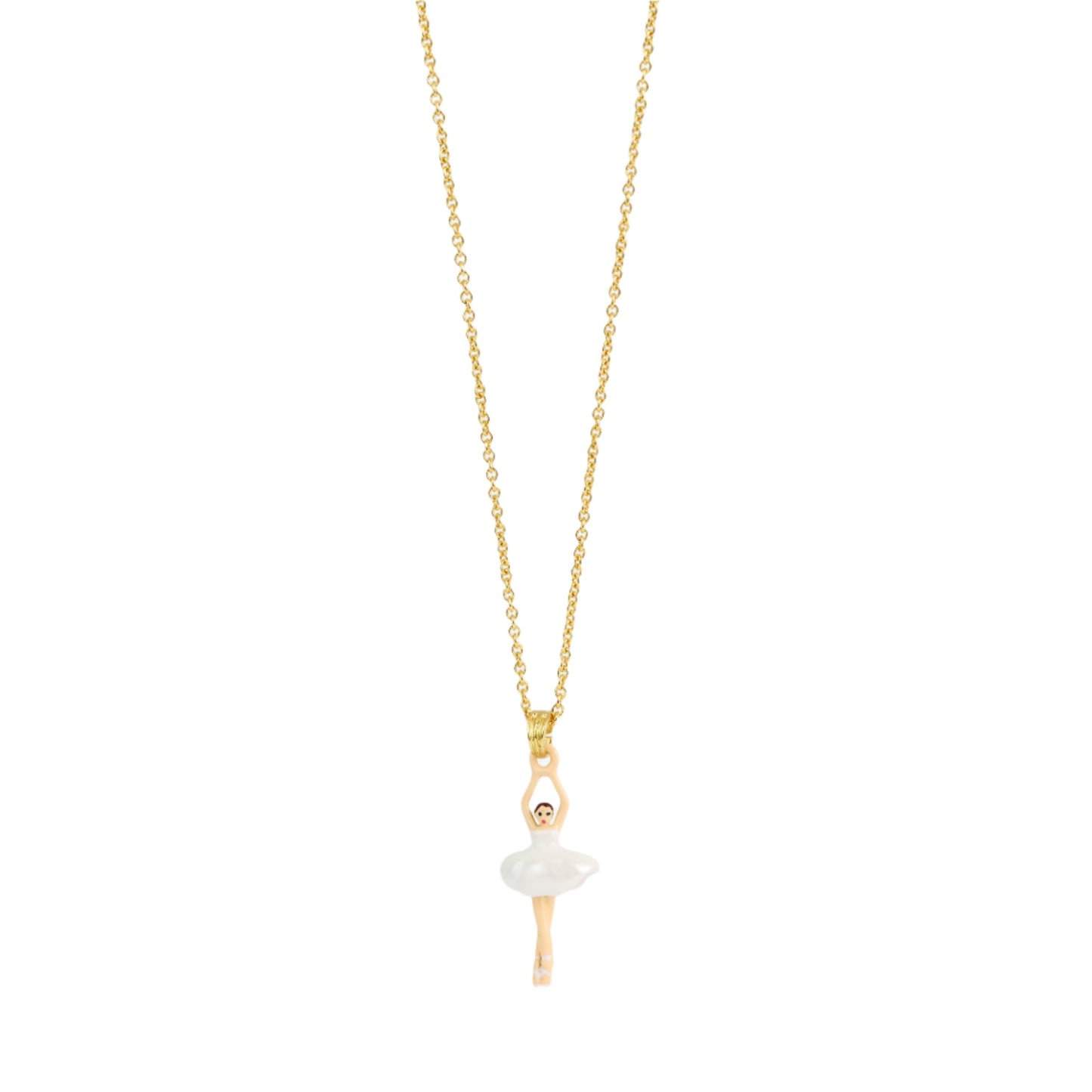 Les Nereides White Tutu Mini Ballerina Fine Necklace