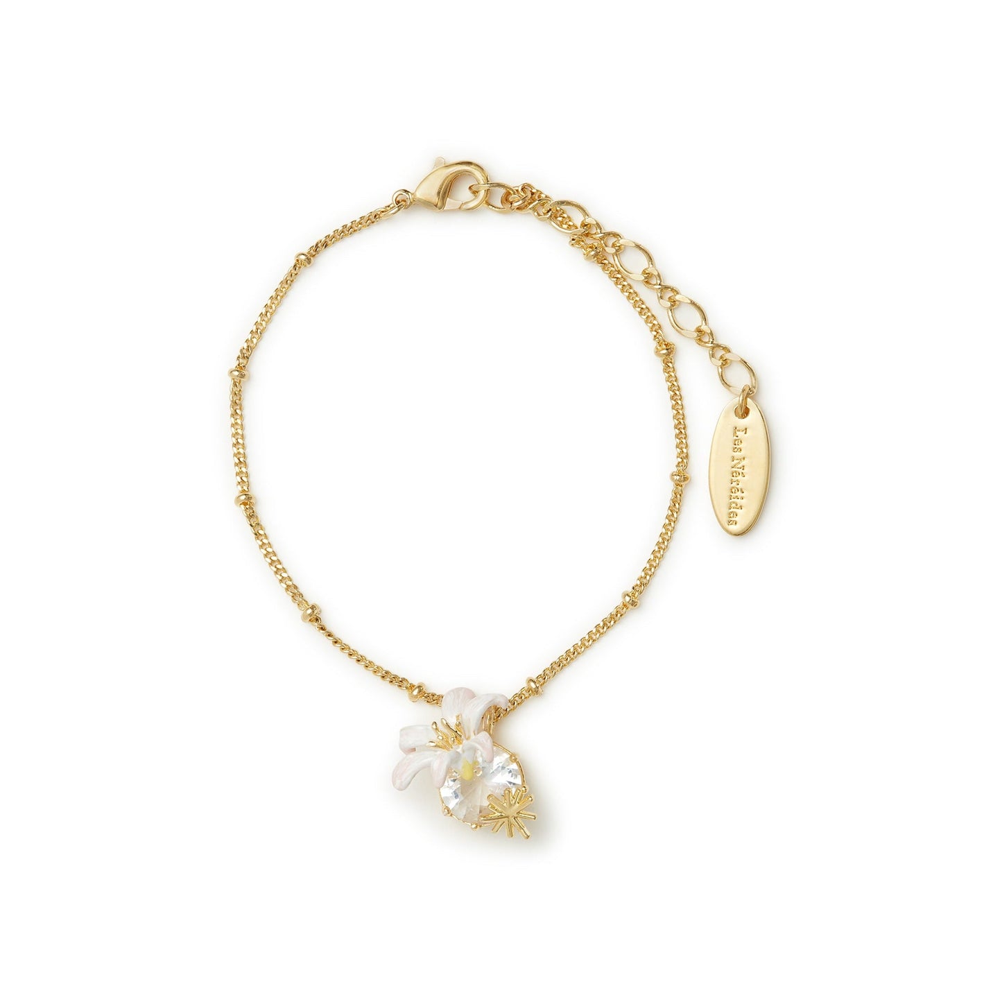 Les Nereides Lily Flower And Faceted Stone Bracelet