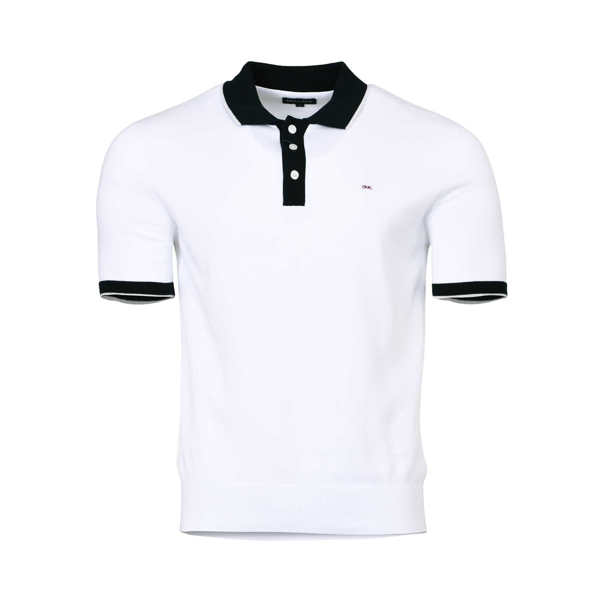 Eden Park Men's White Polo Shirt with Black Collar & Trim