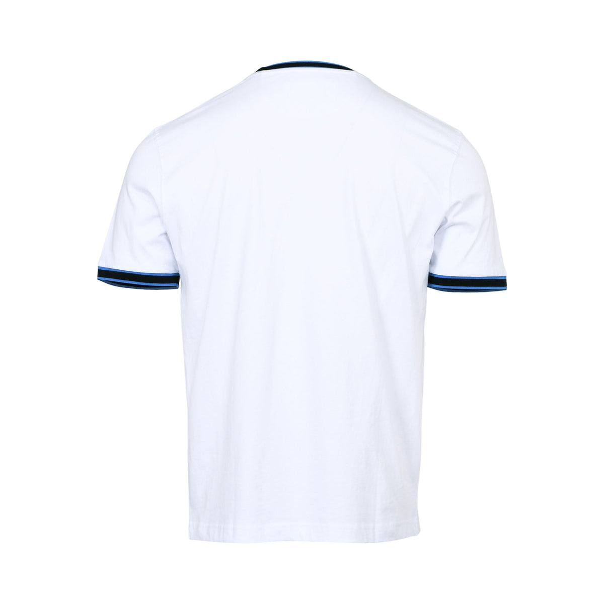 Eden Park Men's White T-Shirt with Navy Blue & Black Striped Trim