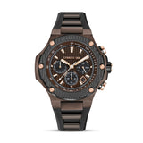 Cerruti 1881 Lucardo Gents Chronograph Brown IP Case Brown Dial Rose Gold Elements Two-Tone Silicone Strap Watch