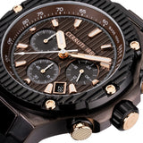 Cerruti 1881 Lucardo Gents Chronograph Brown IP Case Brown Dial Rose Gold Elements Two-Tone Silicone Strap Watch
