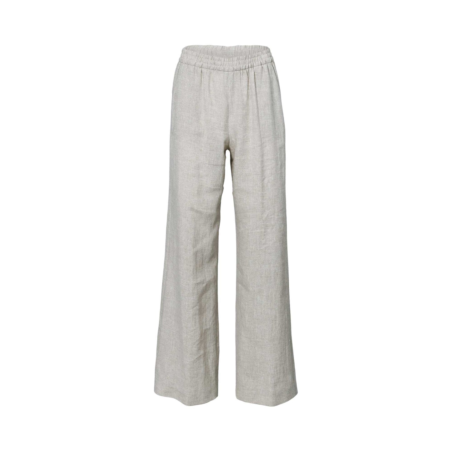 Eleventy Women's Relaxed Fit Light Beige Linen-Blend Trouser with Elastic Waist