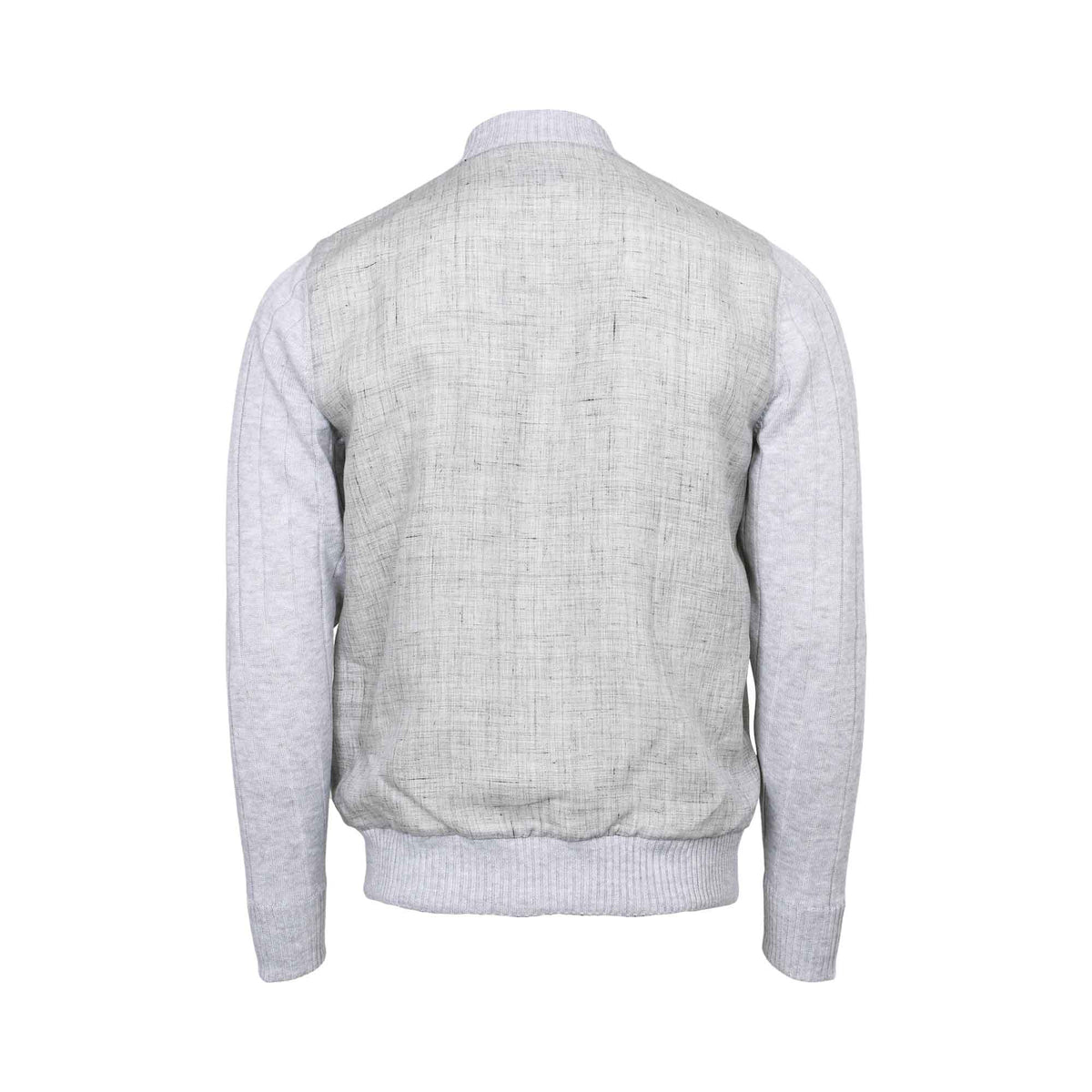 Gran Sasso Men's Grey Mixed-Material Zip-Up Bomber Jacket