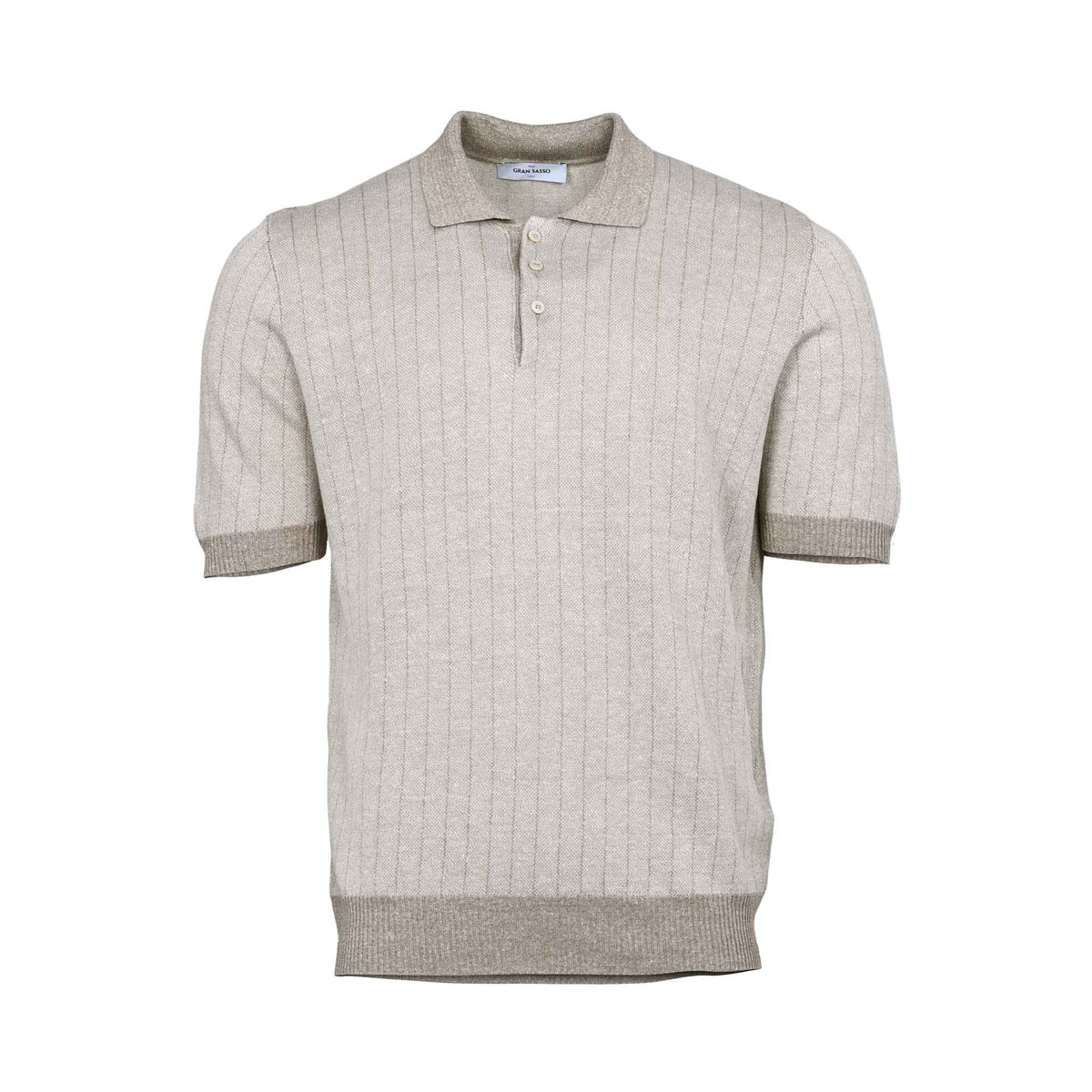 Gran Sasso Men's Ribbed Knit Polo Shirt
