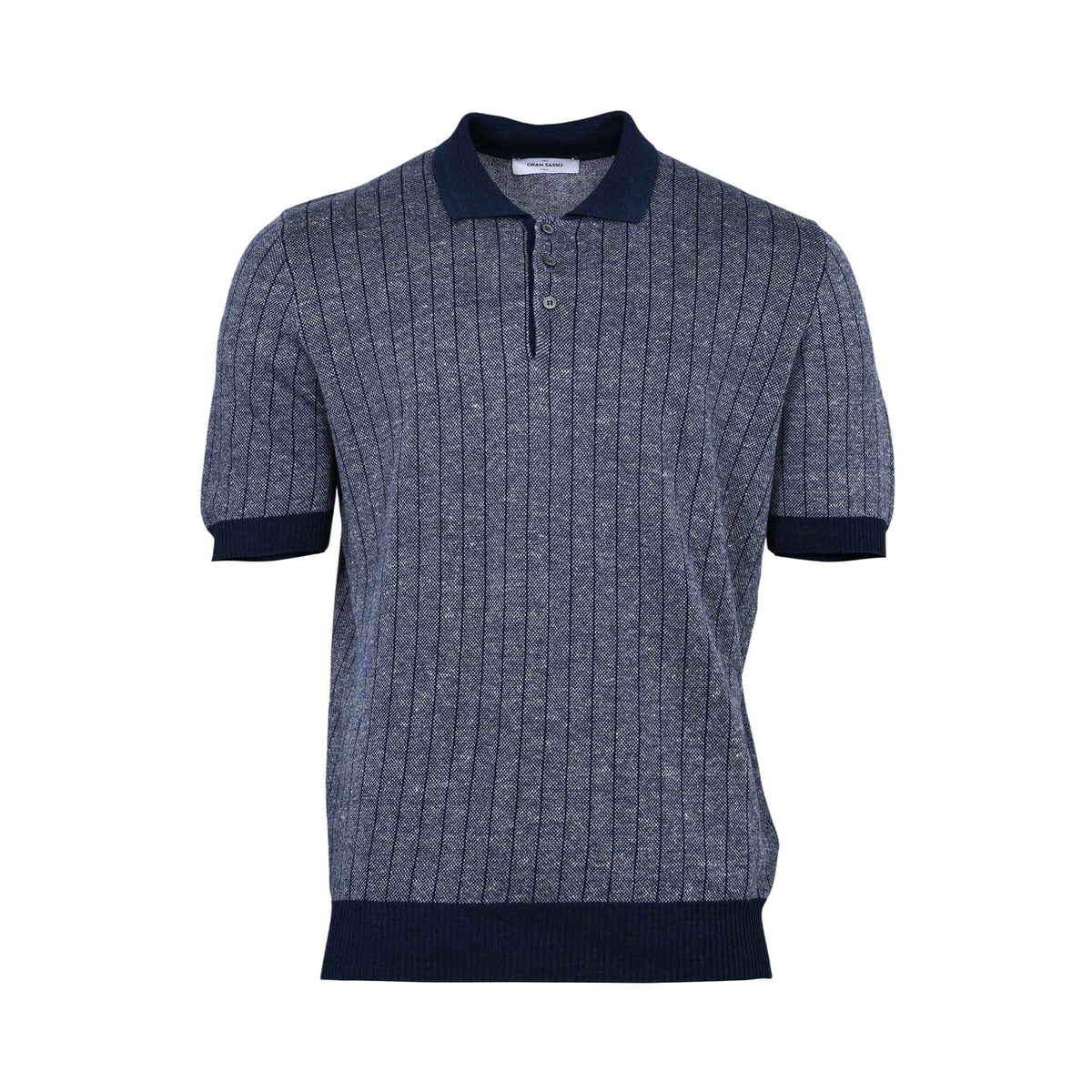 Gran Sasso Men's Ribbed Knit Polo Shirt