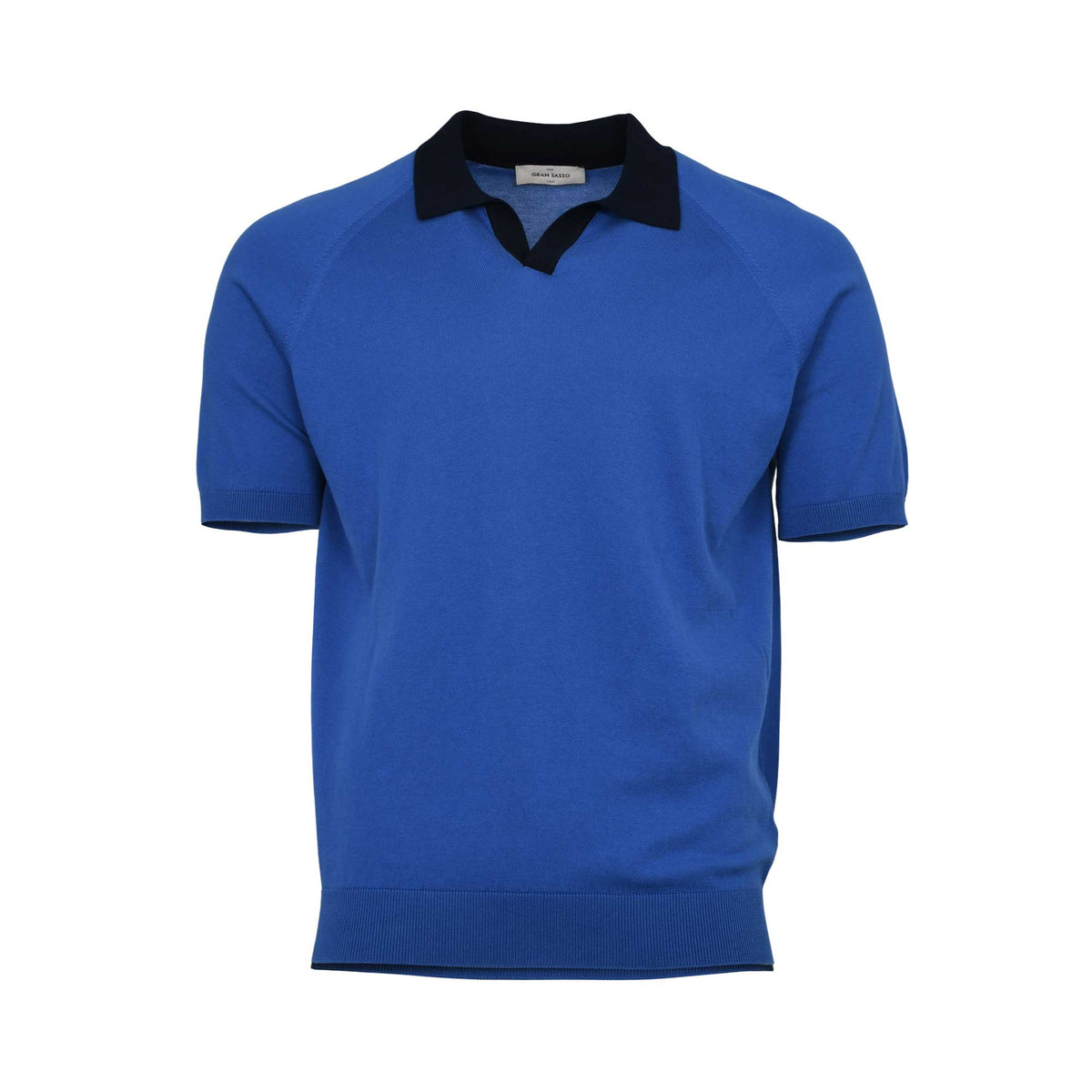Gran Sasso Men's Knitted Tennis Polo Shirt with Contrast Collar