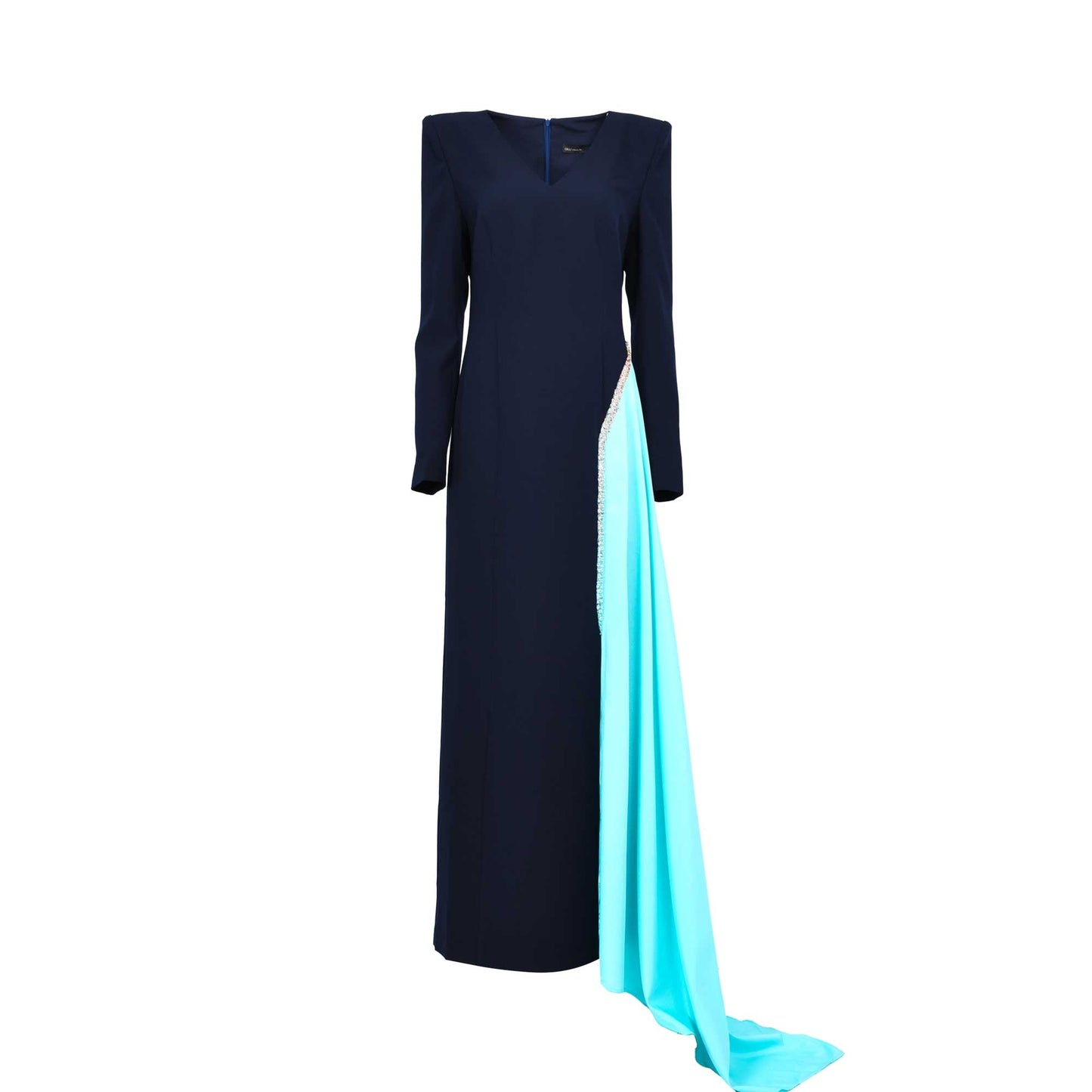 Gw Couture Women's Navy Tiffany Green Long Dress