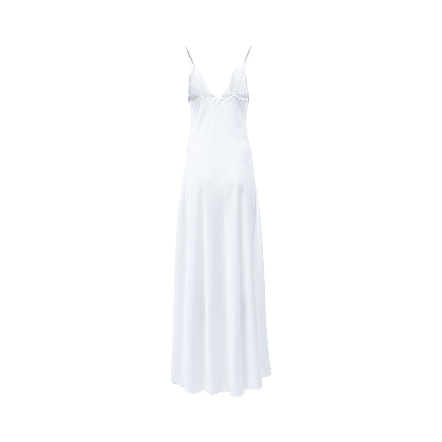 Lea Women's Satin Dotted Mesh Embroidery Long Nightdress