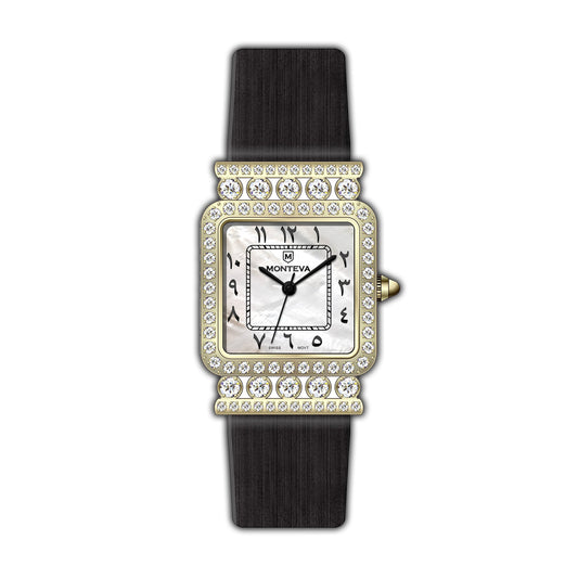 Monteva Chic Odim Ladies Gold case Arabic MOP Dial Watch