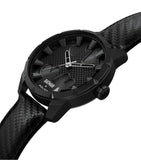 Police The Bat Gents Black Dial Black Leather Strap Watch