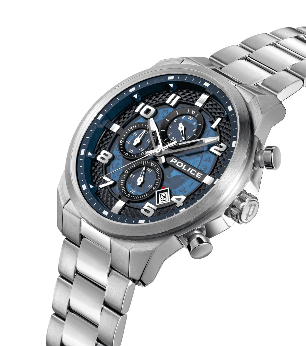 Police Soul Gents Blue Dial Silver Stainless Steel Watch
