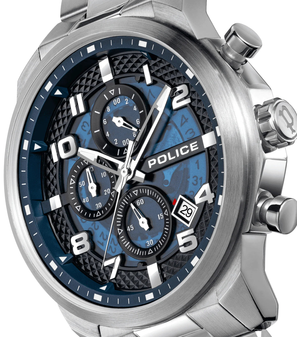 Police Soul Gents Blue Dial Silver Stainless Steel Watch