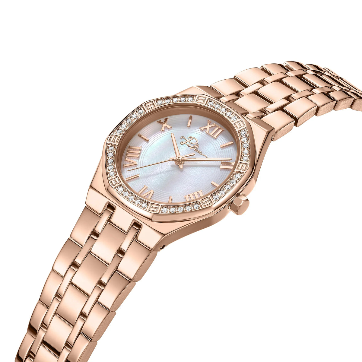 Police Moonlight Ladies Rose Gold-Plated Watch with White Mother-of-Pearl Dial