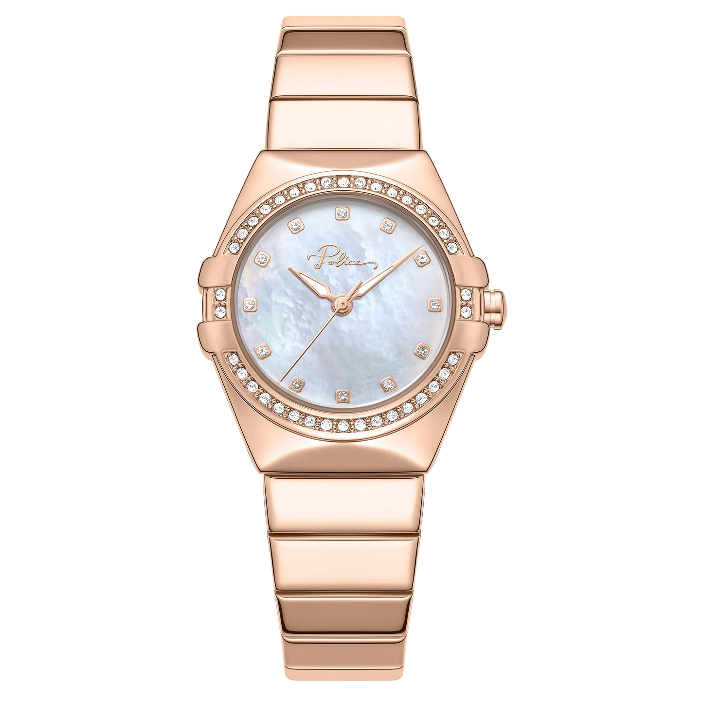 Police Cosmos Ladies Rose Gold Analog Watch with Mother-of-Pearl Dial & Crystal Accents