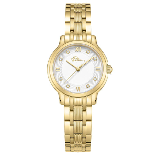 Police Charm Ladies Silver Dial Gold Stainless Steel Watch