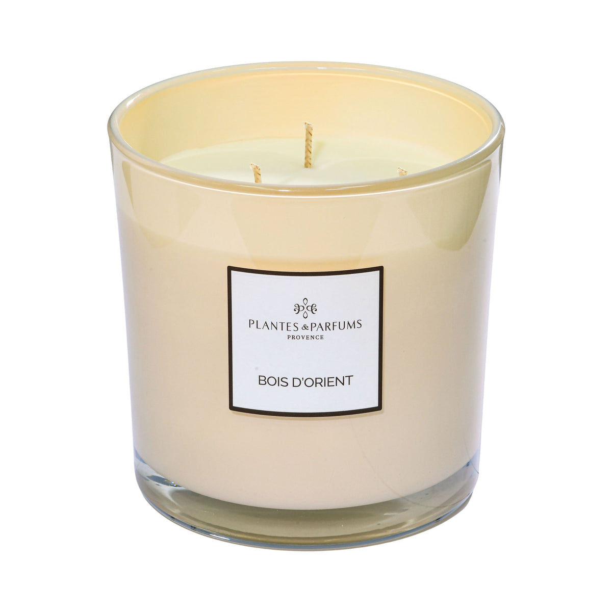 Plantes & Parfums Large Scented Vegetabale Candle Prestige Bois D'Orient 3 Wicks