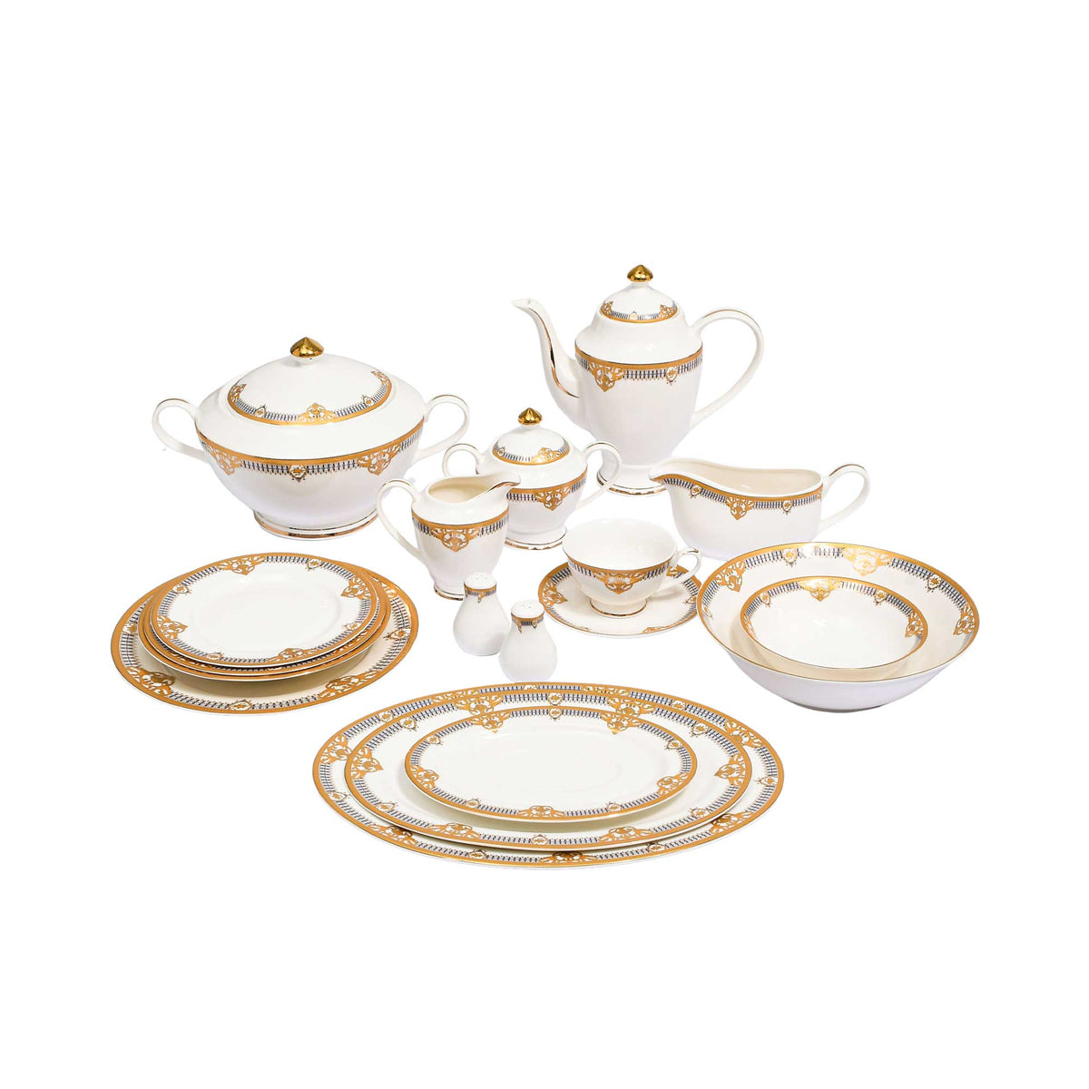 Richfine Dinner Set Round Shape New Bone 98 pcs