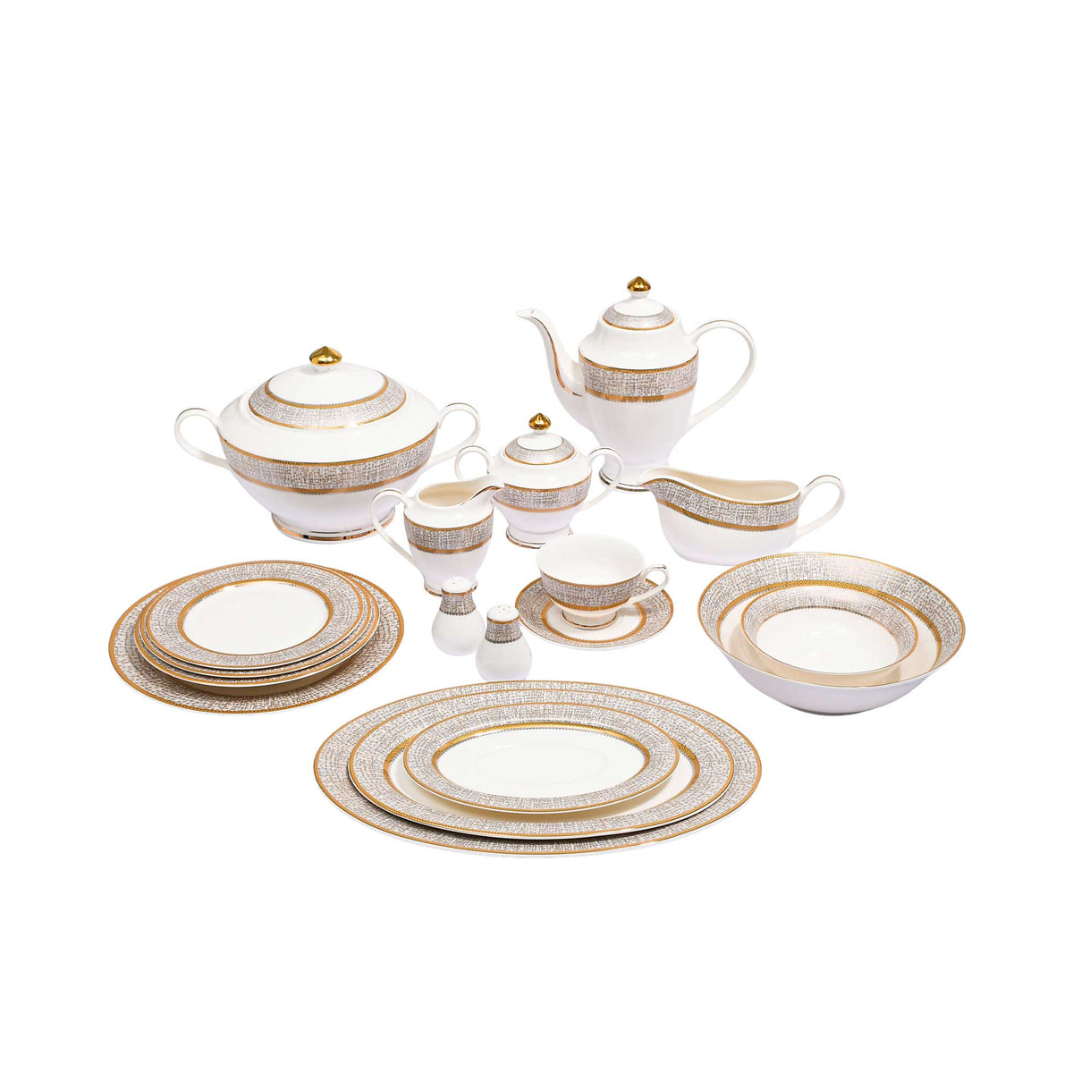 Richfine Dinner Set Round Shape New Bone 98 pcs