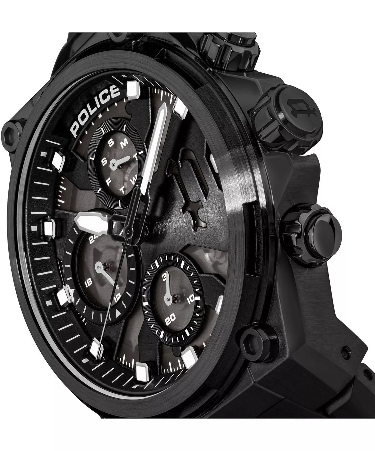 Police Salkantay Gents Black Dial Black Stainless steel Watch