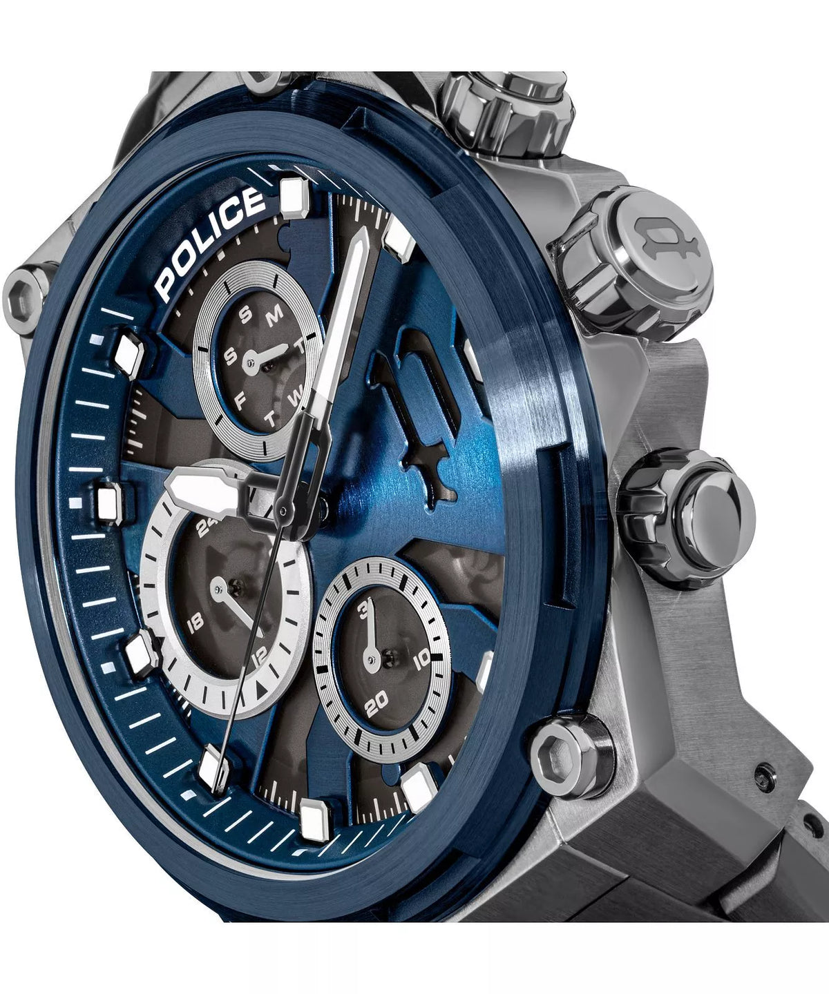 Police Salkantay Gents Blue Chronograph Stainless Steel Strap Watch
